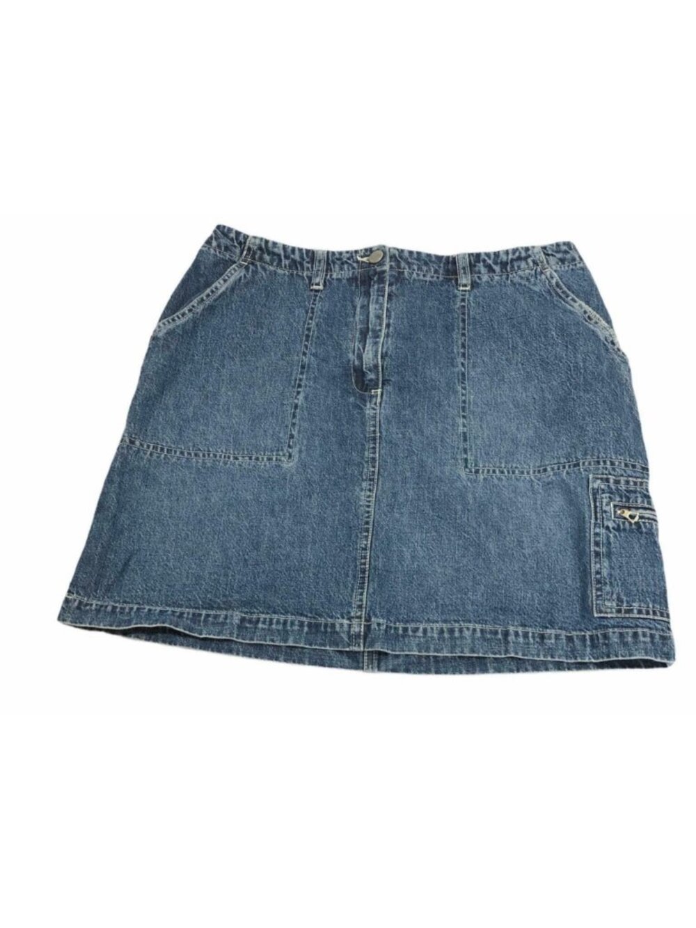 New York Jeans Co Jean Skirt Denim Blue Cargo Womens 12 Midi Above Knee